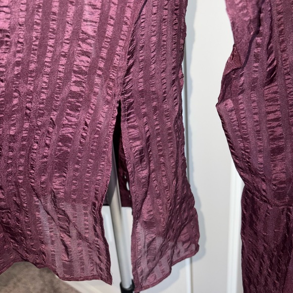 Frame Sheer Burgundy Button Down Shirt - Picture 6 of 9